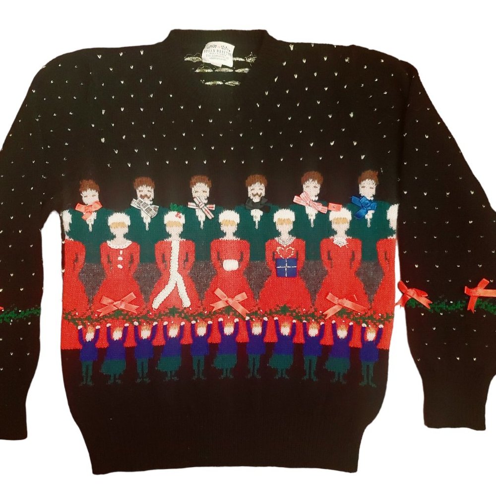 Vtg Sz S Susan Bristol Christmas Carolers Sweater